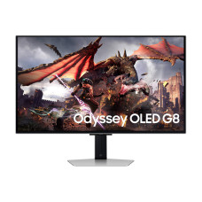 SAMSUNG Odyssey G8 32" 4K UHD OLED Gaming Monitor, 240Hz Refresh Rate,0.03ms Response, AMD FreeSync, HDR10+ 1B Colors, Built-in 10W Speakers & Smart Features, Silver | LS32DG802SMXUE